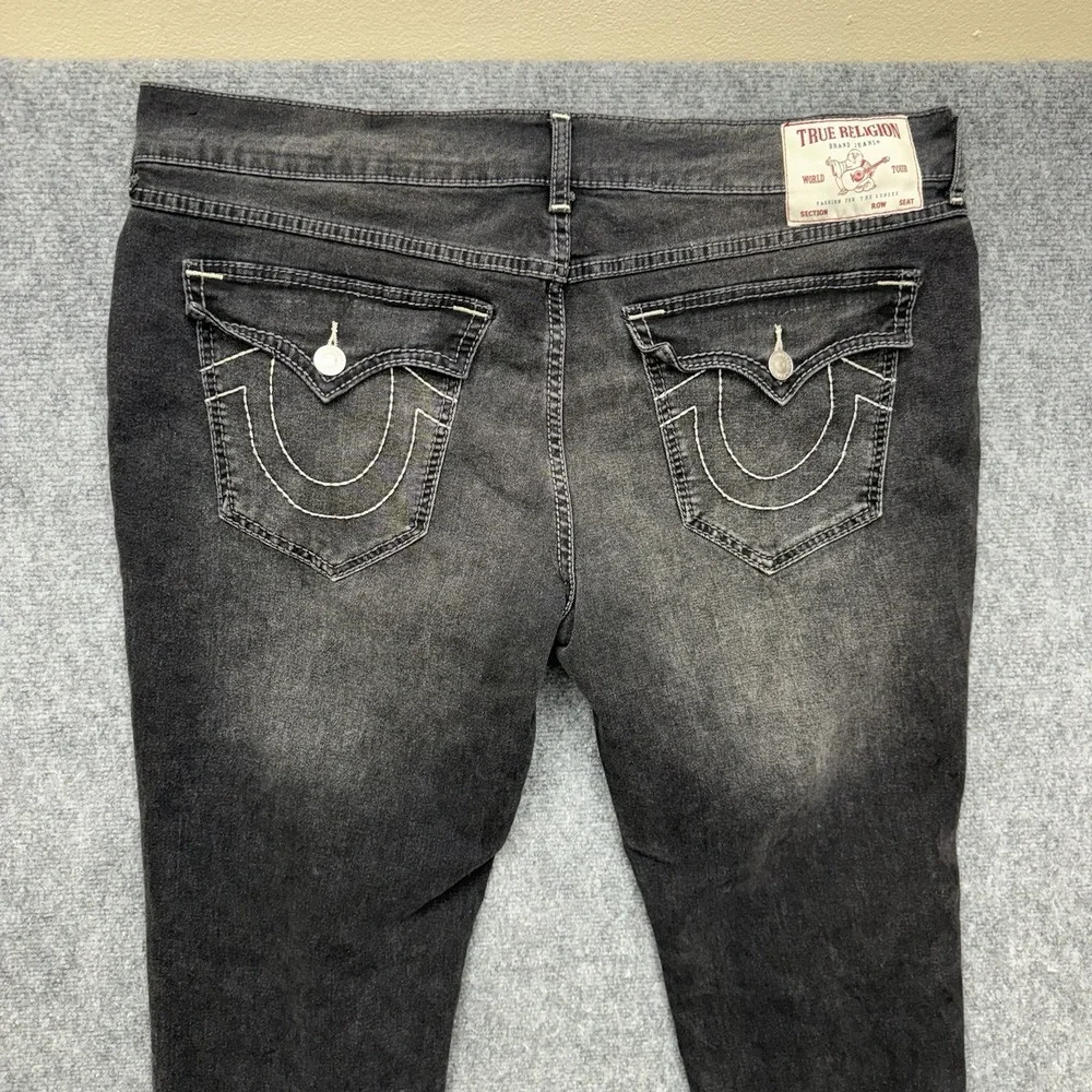 True Religion Geno Relaxed Slim Big T Flap Jeans Men's size 38 38x31 black